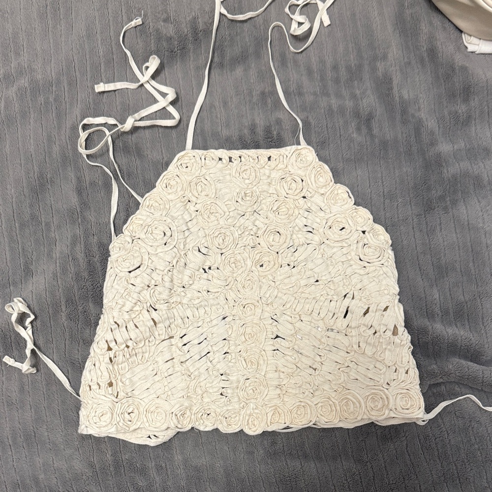 Zara White Crochet Halter Top